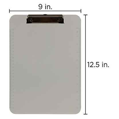JAM PAPER Plastic Clipboards with Low Profile Metal Clip - Letter Size (9 x 12.5) - Smoke Grey - Clip Board Sold Individually - color: Gray, size: Single Clipboards