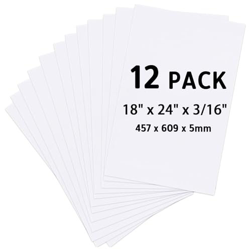 Foam Board 18" x 24", 12 Pack White Foam Poster Boards, 3/16" Thick with Double-Sided PVC Film for School Projects, Crafts, Presentations, Displays & Project Boards - size: 18*24in