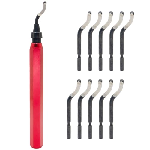 Deburring Tool Set RB1000 with 11 High Speed Steel Swivel Blades, 360 Degree Rotary Head for Metal, Resin, Aluminum, Copper, Plastic, 3D Printing, Brass, PVC Pipes - Ideal for Plumbing - Burr Removal - size: RB1000