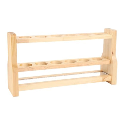 Wooden Test Tube Rack, Pine Wood Holder with 6 Round Holes, Laboratory Equipment Rack with Stable Base, Ideal for Cosmetics, Essential Oils Organization (31mm) - size: 31mm