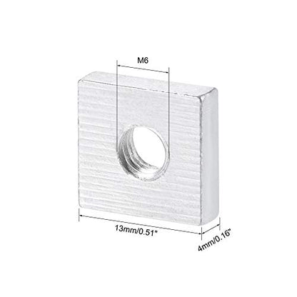 uxcell Square Nuts, M6x13mmx4mm Zinc-Plated Metric Coarse Thread Assortment Kit, 25 Pcs - size: M6x13mmx4mm