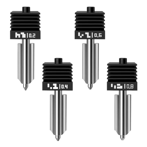 4PCS P2S Hotend Kit with Hardened Steel Nozzle for Bamboo lab H2D/H2S/H2C/X2D/P2S 3D Printer, One-Piece Integrated Design for Reduced Clogging (0.2+0.4+0.6+0.8) - size: 0.2+0.4+0.6+0.8 (Standard Edition)