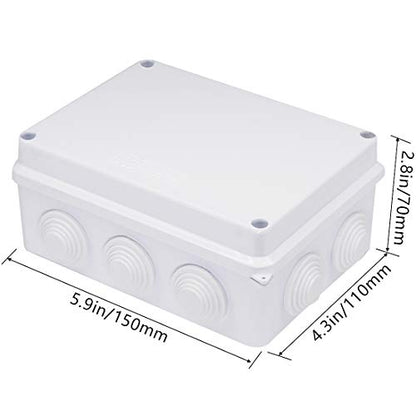 Zulkit Junction Box ABS Plastic Dustproof Waterproof IP65 Universal Electrical Boxes Project Enclosure White 5.9 x 4.3 x 2.8 inch (150 x 110 x 70mm) - size: 5.9" x 4.3" x 2.8"