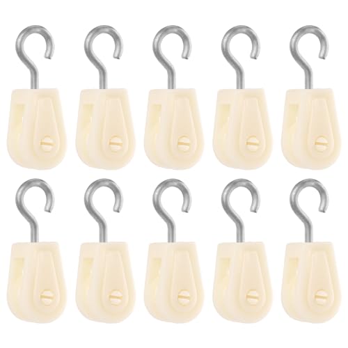 10pcs Mini Plastic Pulley Wheel, Lightweight Nylon Small Pulley Wire Rope Pulley Set Nylon Clothesline Pulley Kit for DIY Home School Cranes Pulley Frame Project