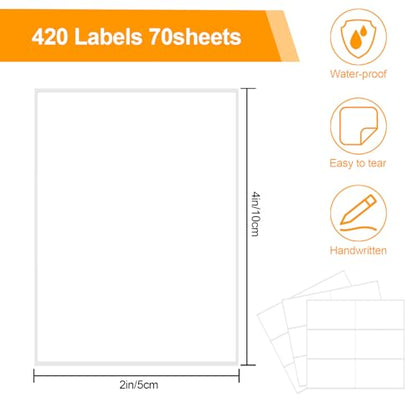 Joyberg Storage Box Labels, 420 Pcs, 2''x4'', Removable, Tear-Resistant, No Residue, for Bottles, Jars, School, Home, Business Organizing - size: 420 labels / 70 Sheets(2" x 4")