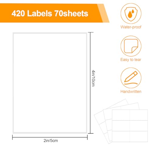 Joyberg Storage Box Labels, 420 Pcs, 2''x4'', Removable, Tear-Resistant, No Residue, for Bottles, Jars, School, Home, Business Organizing - size: 420 labels / 70 Sheets(2" x 4")