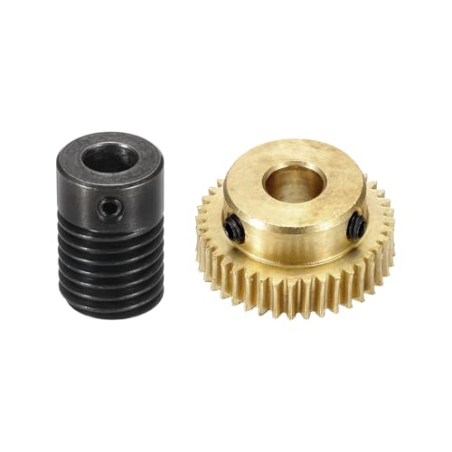 uxcell Worm Gear Set 40T 0.5 Mod 1:40 Brass Gear-6mmOD,1045 Steel Rod 6mmOD - size: Gear-6mm, Rod-6mm Bore, style: 0.5M-40T