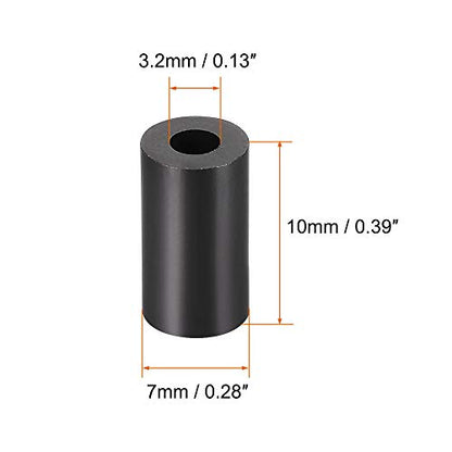uxcell Nylon Round Spacer Washer 3.2mm ID 7mm OD 10mm Height for M3 Screws Black 100Pcs - size: 3.2mmx7mmx10mm