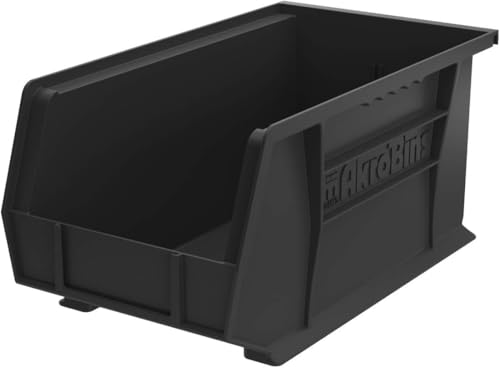 Akro-Mils - 30240BLACK 30240 AkroBins Plastic Storage Bin Hanging Stacking Containers, (15-Inch x 8-Inch x 7-Inch), Black, (12-Pack) - color: Black