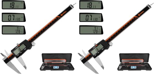 HARDELL Digital Caliper 0-8" Stainless Steel, Inch/Fractions/mm (Pack of 2) - size: 8 Inch (Pack of 2)
