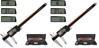 HARDELL Digital Caliper 0-8" Stainless Steel, Inch/Fractions/mm (Pack of 2) - size: 8 Inch (Pack of 2)