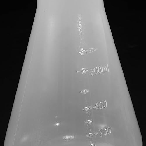 PATIKIL 500ml Plastic Erlenmeyer Flask with Screw Caps, 2 Pack Narrow Mouth Conical Flask for Laboratory, Clear - size: 500ml