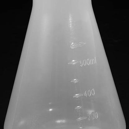PATIKIL 500ml Plastic Erlenmeyer Flask with Screw Caps, 2 Pack Narrow Mouth Conical Flask for Laboratory, Clear - size: 500ml