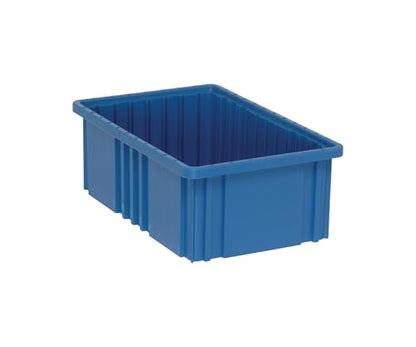 Quantum Storage Systems DG92060BL Dividable Grid Storage Container, Heavy-Duty Stackable Plastic Parts Bin for Warehouse, Assembly & Industrial Organization, 16-1/2" x 10-7/8" x 6", Blue, 8-Pack