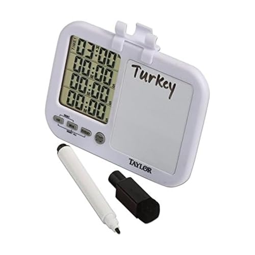 Taylor Four-Event Digital Kitchen Timer with Dry Erase Whiteboard
