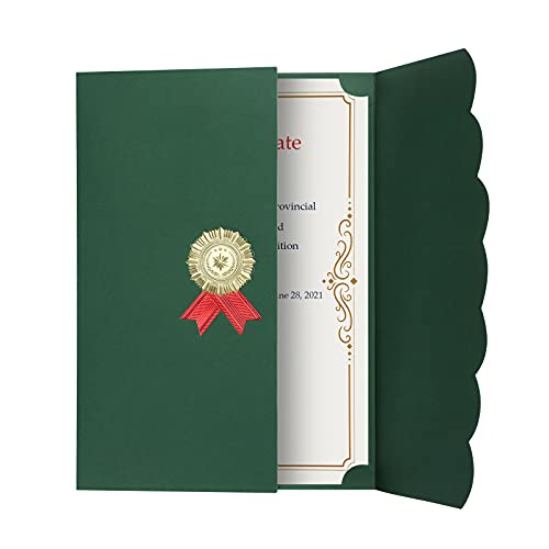 5Pcs Certificate Holders Diploma Covers A4 Letter Size Graduation Certificate Covers Navy Blue Red Diploma Document Holders for Diplomas Awards Certifications Employee Appreciation 8.5 x 11 - color: Green
