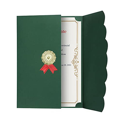 5Pcs Certificate Holders Diploma Covers A4 Letter Size Graduation Certificate Covers Navy Blue Red Diploma Document Holders for Diplomas Awards Certifications Employee Appreciation 8.5 x 11 - color: Green