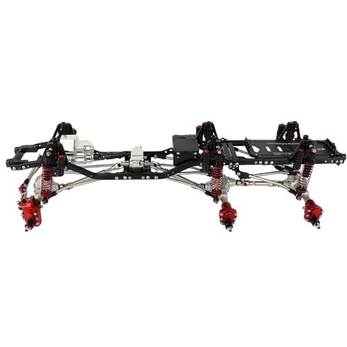Metal 6x6 RC Car Chassis Frame with Front Middle Rear Axles Prefixal Gearbox for Axial SCX10 II 90046 90047 1/10 RC Crawler Car Parts,Thickened Battery Tray (Silver)