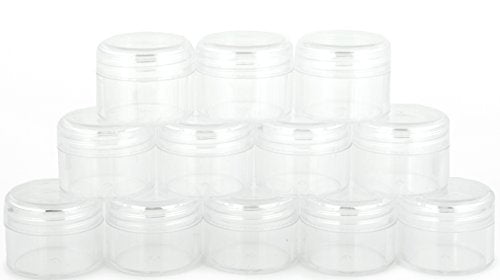 Vivaplex Clear 1 oz Plastic Pot Jars Cosmetic Containers With Lids - 12 pk