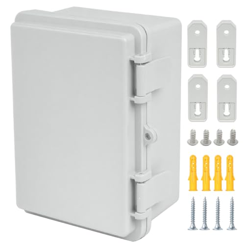 Junction Box, Hinged Grey Cover IP67 Waterproof ABS Project Box with Mounting Plate Electrical Box Enclosure with Wall Bracket 7.1 x 5.1 x 3.5inch(180x130x90mm) - color: Grey, size: 7.1"x5.1"x3.5"