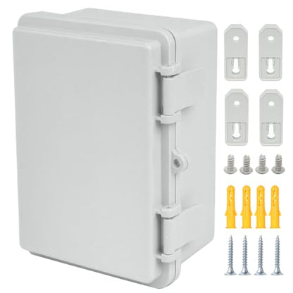Junction Box, Hinged Grey Cover IP67 Waterproof ABS Project Box with Mounting Plate Electrical Box Enclosure with Wall Bracket 7.1 x 5.1 x 3.5inch(180x130x90mm) - color: Grey, size: 7.1"x5.1"x3.5"