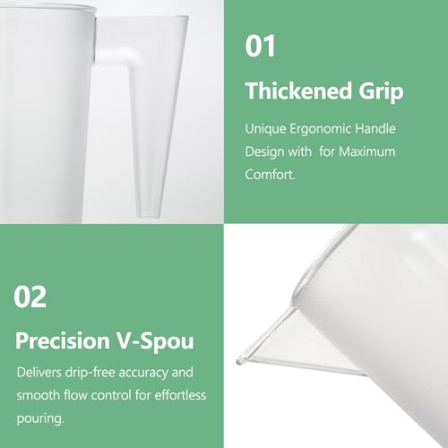 Plastic Measuring Cup with Handle, Pool Chemical Measuring Cup, Plastic Measuring Pitcher for Liquid Mixing, Pouring, Lawn Care, Pet Food, Motor Oil, Laboratory and More (32, Fluid Ounces, 1000ml) - size: 32 fl oz