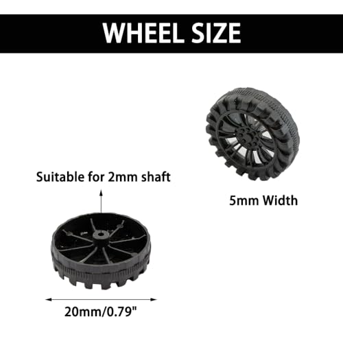 40PCS Toy Wheel 2mm Dia Shaft Plastic Wheel with 20PCS Metal Shaft Axles for RC Car Truck Robot Boat Helicopter DIY Model Toy Building Parts (2x20mm) - style: 2x20mm