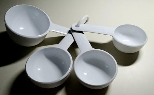 Rocky Mountain Goods Measuring Cup Set - 4-Piece Durable Plastic Cups with Metric and US Graduations - Includes 1/4, 1/3, 1/2, and 1 Cup Sizes - Convenient Ring for Storage - Dishwasher Safe