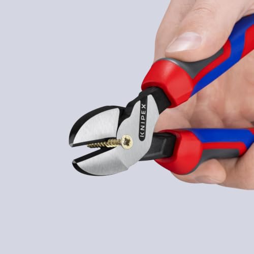 KNIPEX Tools - High Leverage Angled Diagonal Cutters, 12 Degree Angled, Multi-Component (7422200SBA), 8 inches