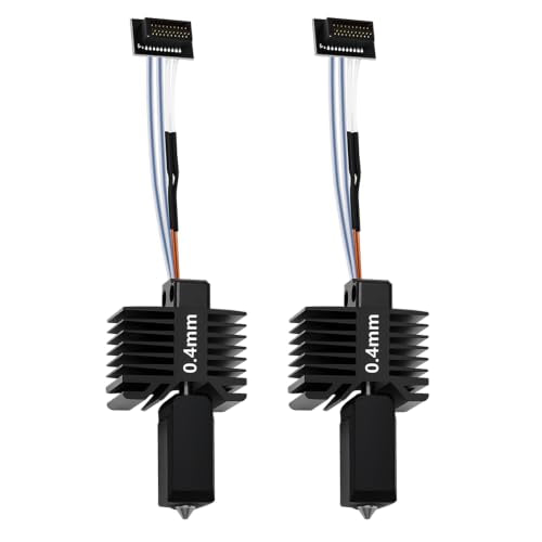 2PCS 0.4mm P1S P1P Hotend, Upgraded All-Metal Hardened Steel Nozzle Hotend Pre-Assembled with 24V 48W Ceramic Heater & High-Temp Thermistor Replacement Hot end for Bambu Lab P1 Series 3D Printers - size: 0.4mm