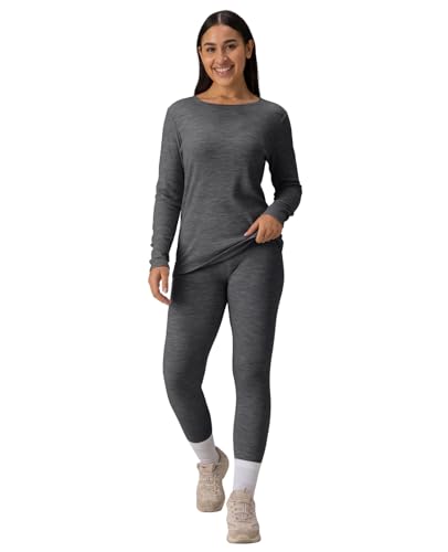 Merino Protect 100% Merino Wool Thermal Base Layer Set for Women - color: Dark Grey Heather, size: Large