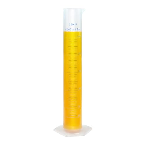 250ml Plastic Measuring Graduated Cylinder, Polypropylene Plastic, 2-Sided Marking, Ideal for Science, School and Home Lab, HUAOU, Pack of 1 - size: 250ml