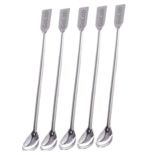 GoLab Laboratory 5 Size Lab Spatula Set – Stainless Steel & Plastic Spatulas for Powder Transfer, Mixing & Sampling – Ideal for Chemistry Labs, Research & Classroom Use