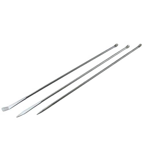 8pcs Stainless Steel Laboratory Micro Spoon Reagent Scoop Laboratory Mixing Spatula Set for Deep Bottles and Jars Silver
