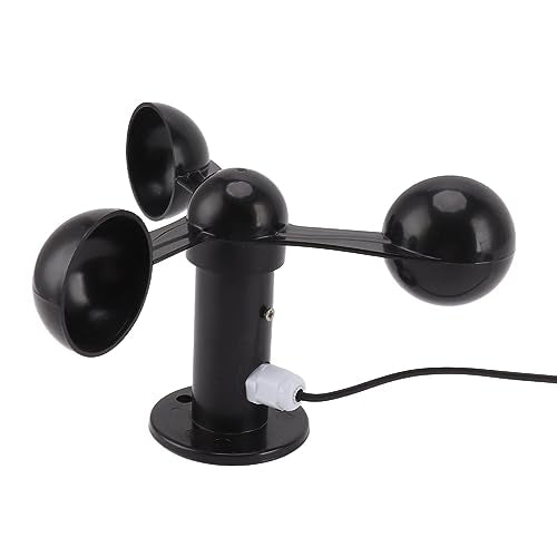 Bordstract Wind Speed Detector, Accuracy Three Cups Waterproof Cable Wind Measurement Anemometer Sensor Replacement for Outdoor Use 0‑3.8v