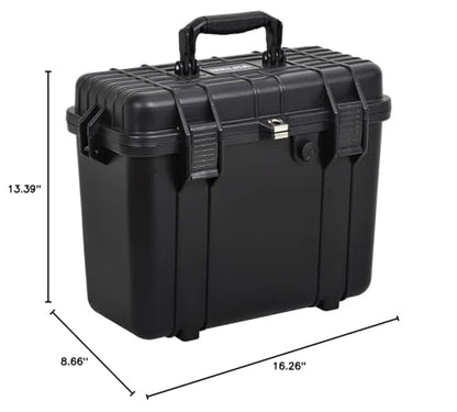 MEIJIA All Weather Waterproof Hard Camera Case With Customized Fit Foam Included, Elegant Black,Fit for Drones,camera,lens,16.26x8.66x13.39inches - size: 16.26" x 8.66" x 13.39"