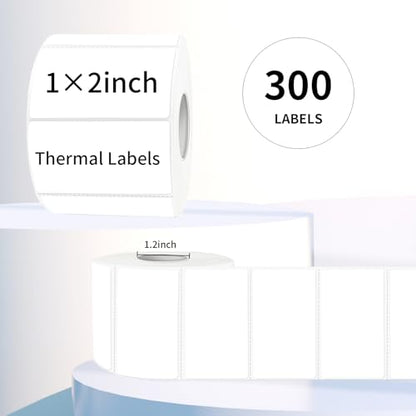 2x1 Inch Thermal Labels, White Thermal Printer Stickers, Waterproof Self-Adhesive Shipping Label Printer Sticker for Barcode, Name, Address, 300 Labels/Roll - color: White-1, size: 1*2 inch/1 roll
