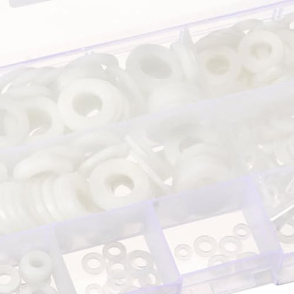 PATIKIL Nylon Spacers Assortment, 600Pcs Plastic Spacer M2 M2.5 M3 M4 M5 M6 M8 M10 M12 Spacer Screw Standoff Round Electrical Outlet Spacer Screw Bolts Hardware Receptacle, White - color: White