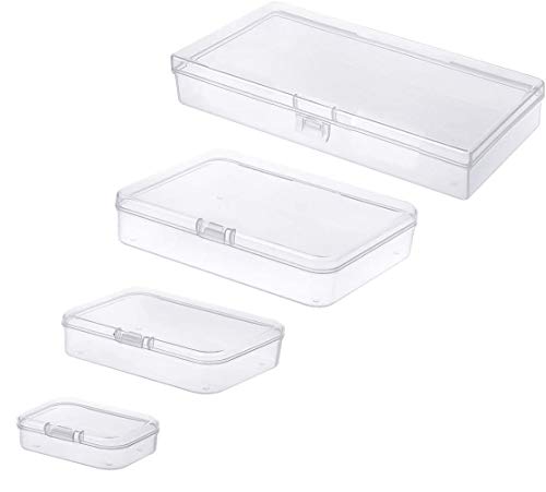 Gebildet 8 Pieces Mixed Sizes Rectangular Empty Mini Clear Plastic Organizer Storage Box Containers for Craft Projects - size: Mix
