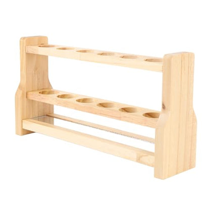 Wooden Test Tube Rack, Pine Wood Holder with 6 Round Holes, Laboratory Equipment Rack with Stable Base, Ideal for Cosmetics, Essential Oils Organization (31mm) - size: 31mm