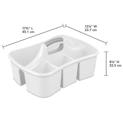 Sterilite Divided Ultra Caddy, Plastic Portable Organizer, White, 12-Pack - size: 12 Pack