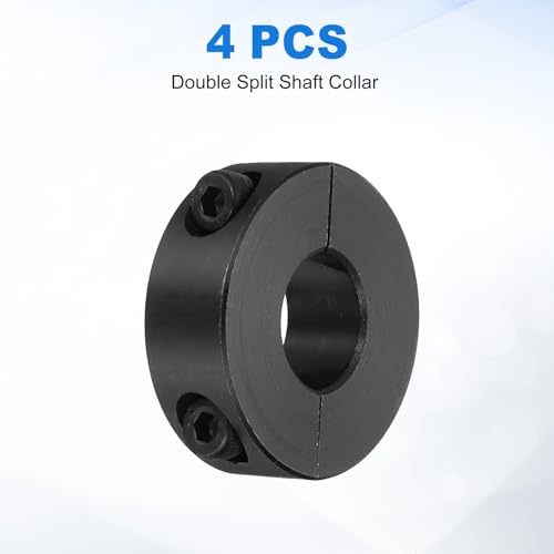 uxcell 4pcs Double Split Shaft Collars 15mm Bore, Two-Piece Clamping Collar 35mm OD 12mm Thickness Carbon Steel Lock Collar Clamp with Set Screws (Black Oxide) - size: 15mm x 35mm x 12mm
