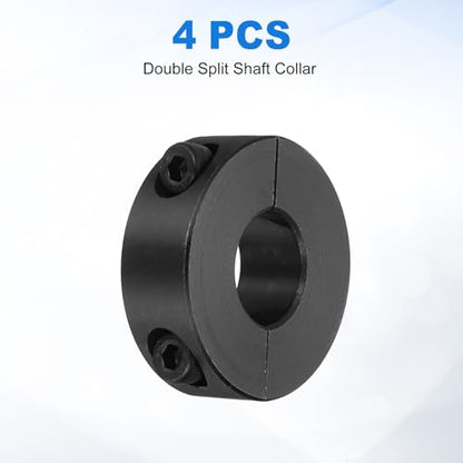 uxcell 4pcs Double Split Shaft Collars 15mm Bore, Two-Piece Clamping Collar 35mm OD 12mm Thickness Carbon Steel Lock Collar Clamp with Set Screws (Black Oxide) - size: 15mm x 35mm x 12mm