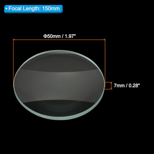 PATIKIL Convex Lens, 150mm Focal Length 50mm (1.97") Diameter Round Glass Magnifying Telescope Lens Trial Set Ground Edge for Lab Physics Class Optics, 4 Pcs - size: 150mm FL, 50mm Dia.