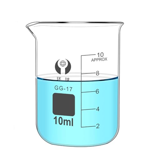 10ml Glass Beaker, 4 Pack Lab Beakers,Low Form 3.3 Borosilicate Glass Graduated Printed Scale Measuring Cups with Spout for Kitchen Lab Liquids - color: 10ml