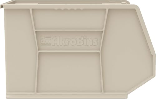 Akro-Mils 30270 AkroBins Plastic Hanging Stackable Storage Organizer Bin, 18-Inch x 16-Inch x 11-Inch, Stone, 3-Pack - color: Stone