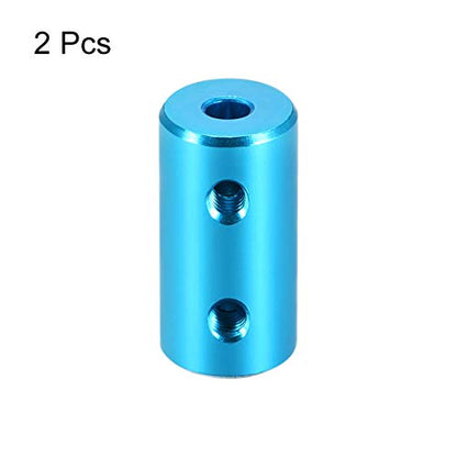 uxcell 1/8 Inch to 1/8 Inch Bore Rigid Coupling Set Screw L20XD10 Aluminum Alloy,Shaft Coupler Connector,Motor Accessories,Light Blue,2pcs - size: 3.17mm to 3.17mm