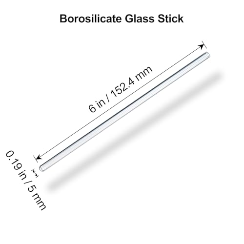 15 Pack Glass Stirring Rods, 5mm x 6 Inch, Borosilicate Glass Stir Sticks - size: 6 inch 5 mm