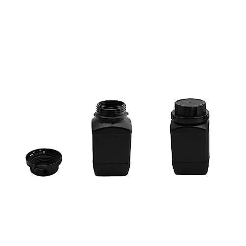 Othmro 2Pcs Plastic Bottles Lab Chemical Reagent Containers 500ml/17oz Wide Mouth Square Sample Storage Sealing Bottles Black with Anti-theft Cap for Food Store - color: 2Pcs 16oz
