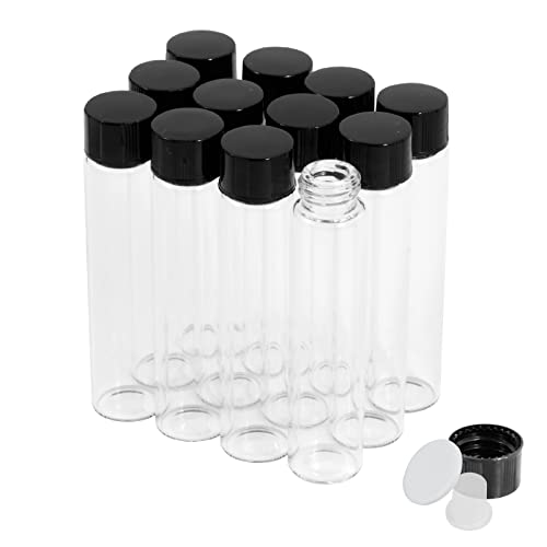12PCS 7ml Clear Glass Small Vials with Screw Caps & Plastic Stoppers - size: 7ml